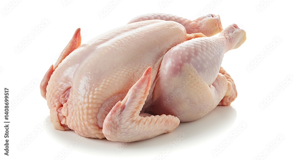 Raw Chicken: A Pristine Whole Bird, Studio Shot Raw Chicken: A Pristine Whole Bird, Studio Shot
