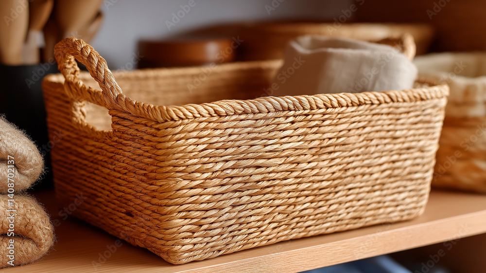Obraz premium Wicker Storage Baskets: Natural Home Organization