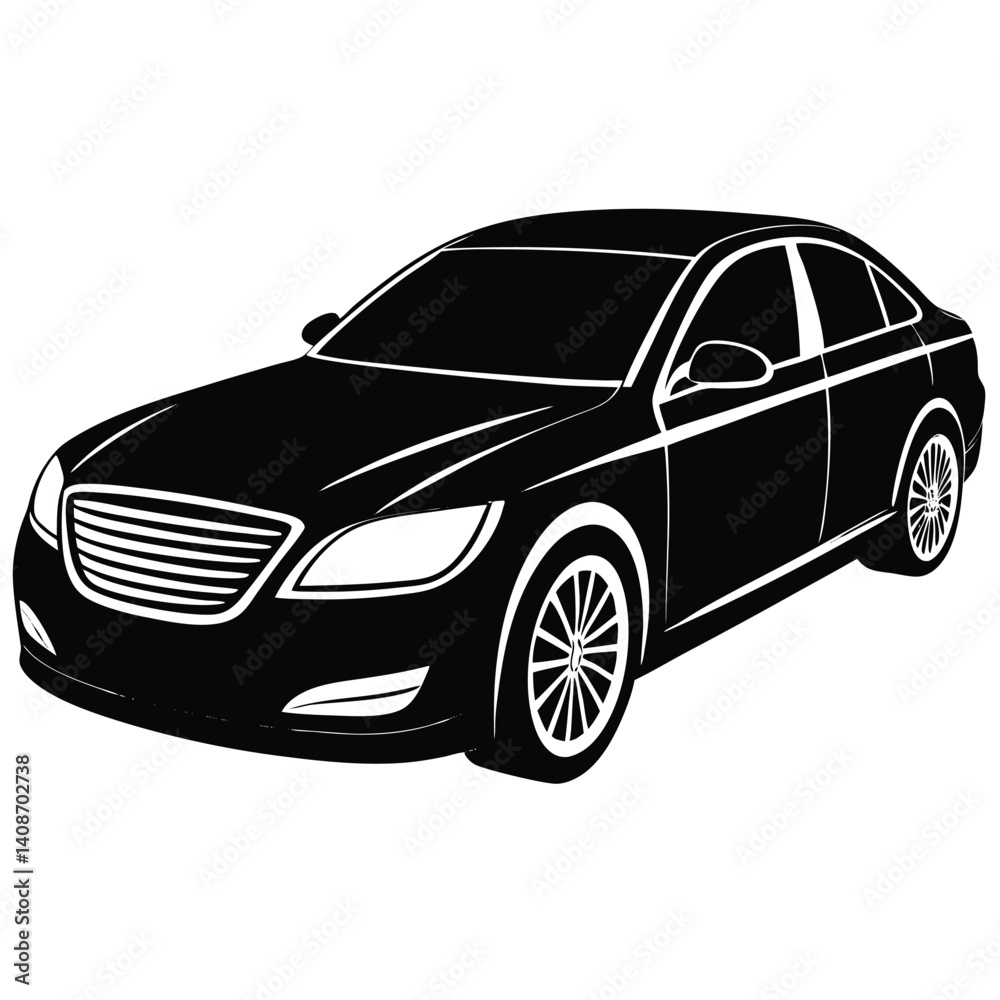 Fototapeta premium Isolated Silhouette Sedan Car, Automobile Design on Transparent Background