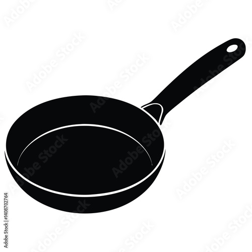 Isolated skillet with handle. Cast iron frying pan with transparent background