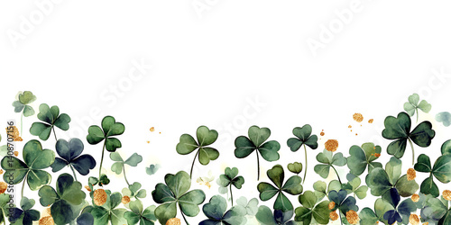 St. Patrick’s Day Shamrock Border Gold Festive Design