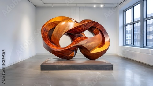 Obraz na płótnie Captivating abstract wood sculpture in gallery setting w salonie