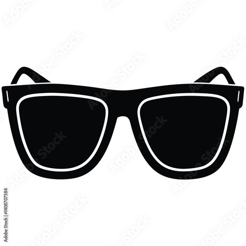 Stylish Sunglasses with Black Frames and Lenses on Transparent Background