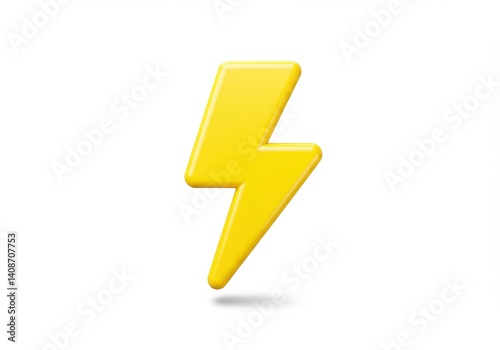 Free Download A single yellow lightning bolt icon with a glossy finish on a plain white background image scene - GFXLoad