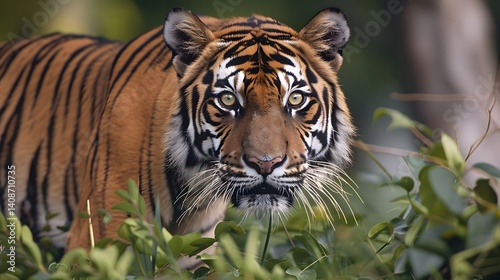 Obraz na płótnie Alert tiger in a lush jungle environment w salonie