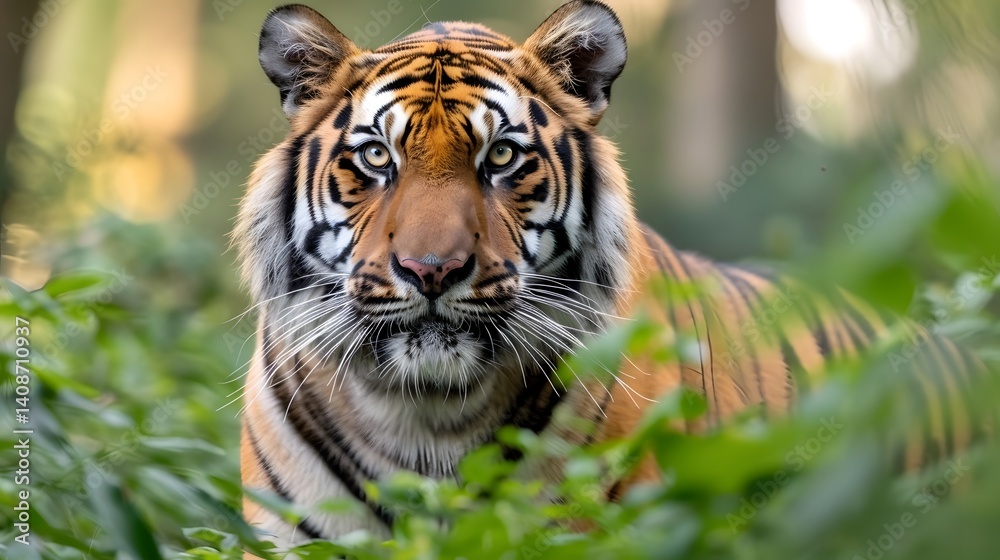 Majestic tiger in the lush forest