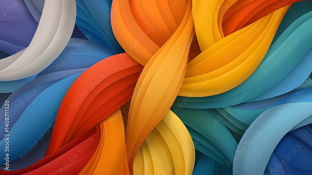 Vibrant abstract swirling shapes in a dynamic composition