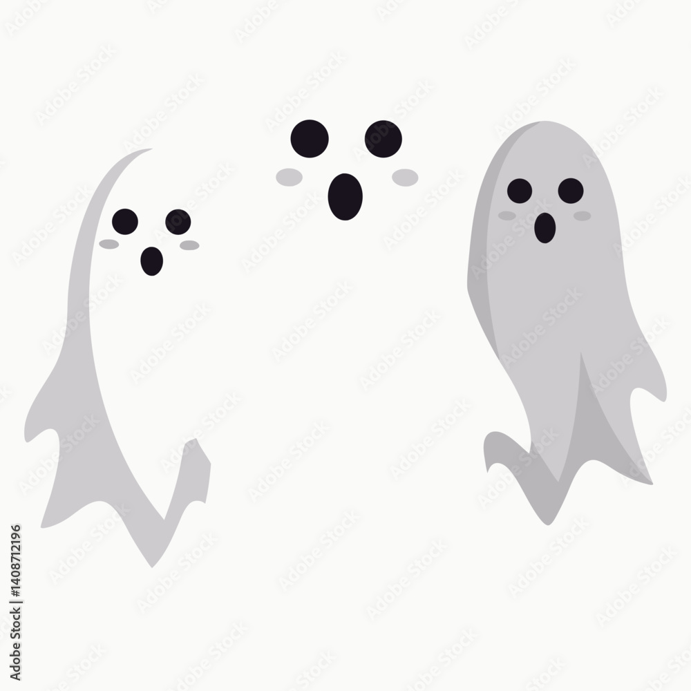 Halloween three ghosts isolated on white background Halloween three ghosts isolated on white background