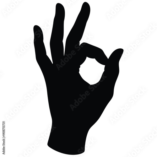 Hand Silhouette Showing Ok Gesture on Transparent Background, Approval Symbol
