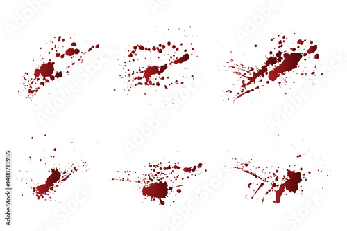 Set of gradient red color vector paint ink blood drip background