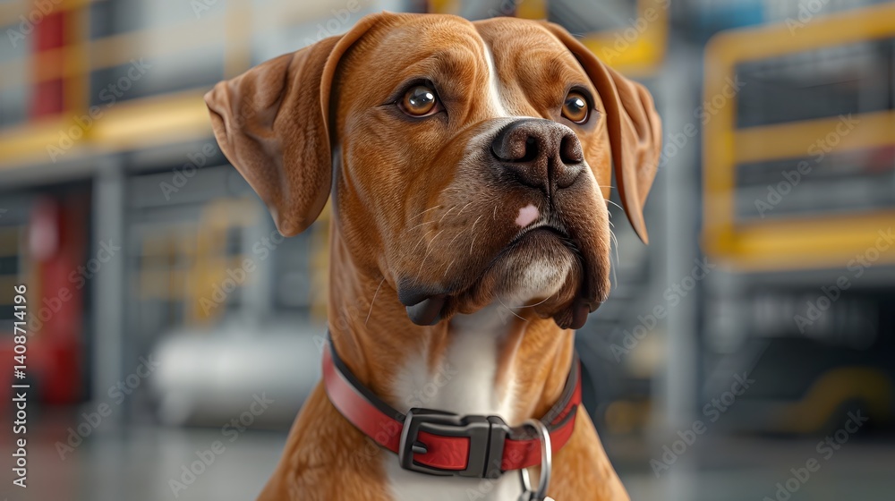 Friendly brown dog in a cozy indoor setting