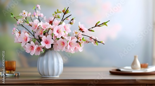 Blooming flowers in a vase on a table