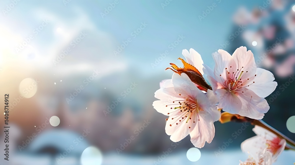 Delicate spring blossoms in soft light