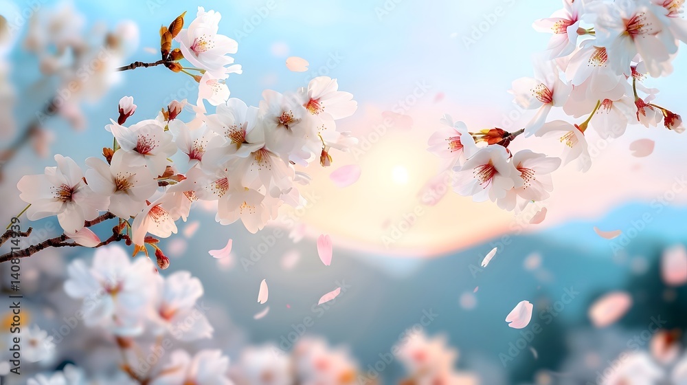 Blooming cherry blossoms in spring nature