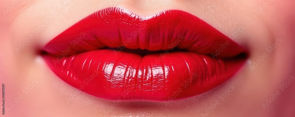 Obraz premium Deep red lipstick swipe, luxurious texture, clean background, dramatic, smudge