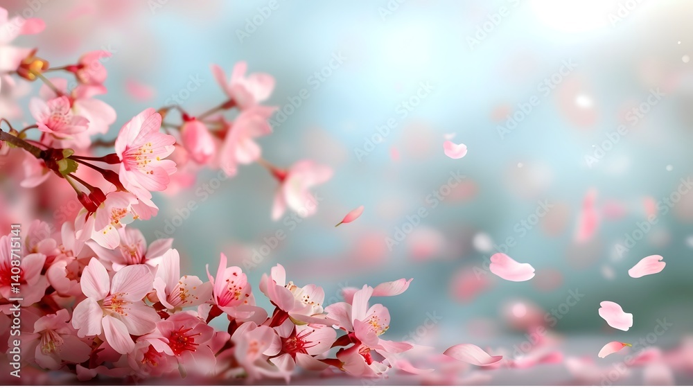Delicate cherry blossoms in full bloom