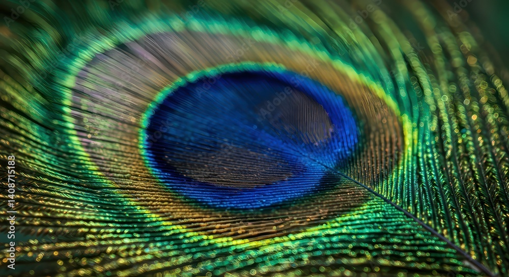 Obraz premium Peacock Feather Macro Closeup.