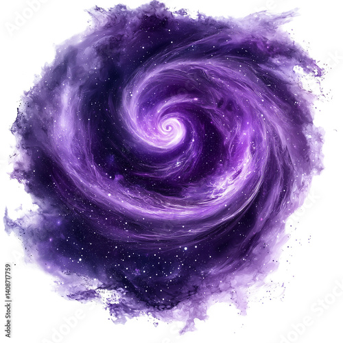 Purple galaxy nebula cosmic swirl space artwork isolated on transparent  background png