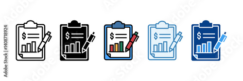 Financial Statement  Icon Set Multiple Style Collection