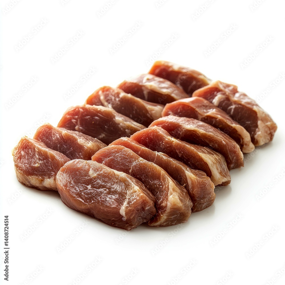 Fototapeta premium Savor the Exquisite: Succulent Pork Tenderloin Slices, Ready for Grilling