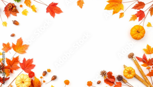 Background with Autumn decorations with empty space in the middle