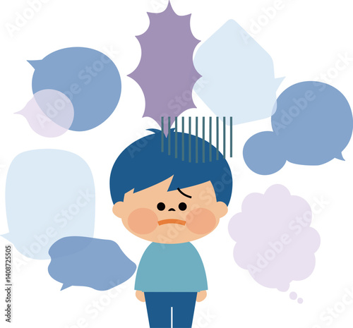 言葉に怯える子供のイメージイラスト