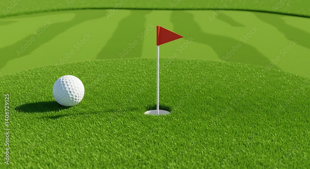 Obraz premium Golf Ball Near Hole: A Lush Green Putting Green Scene