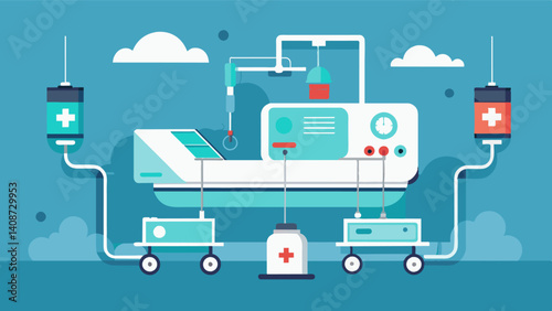 The eVTOLs were equipped with advanced air filtration systems to ensure a sterile environment for the patient and prevent any contamination during the medical evacuation.. Vector illustration