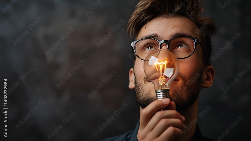 Fototapeta premium A startup founder with a light bulb symbolizing innovation