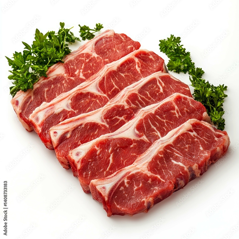 Fototapeta premium Savor the Exquisite: Succulent Raw Beef Steaks, Ready for Grilling