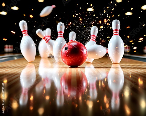 Bowling Pins Falling Action photo