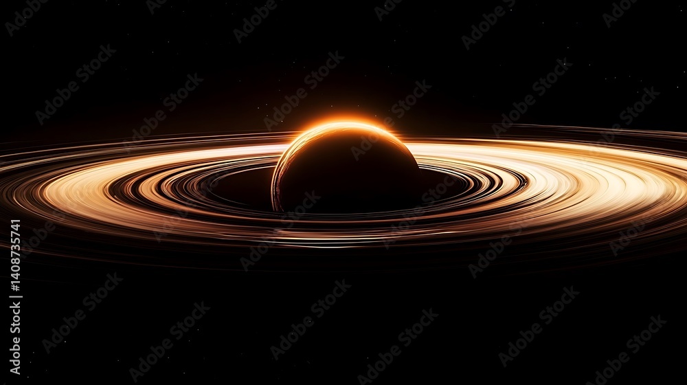 Fototapeta premium Golden Ringed Planet: A Celestial Wonder
