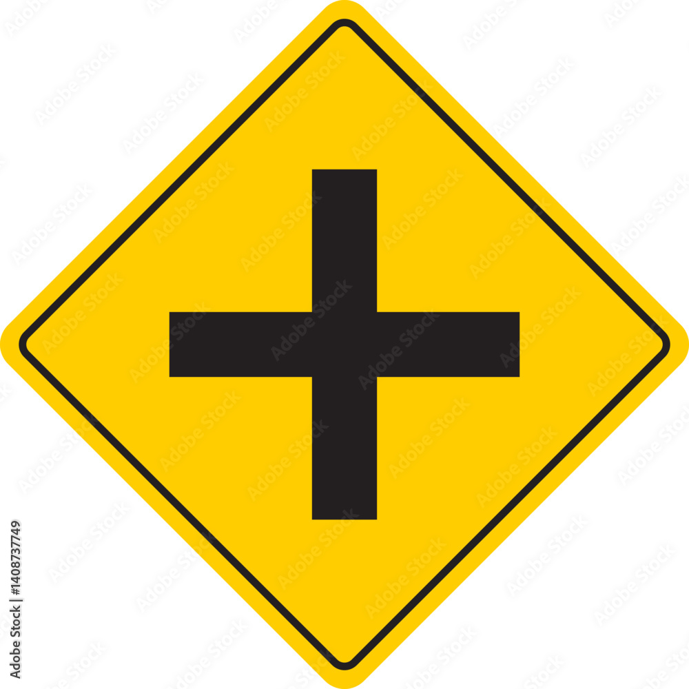 Obraz premium Road Junction Ahead Sign