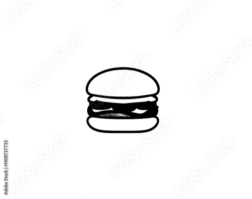 Minimalist Hamburger Logo Design: Simple Flat Icon Vector Style with Cute Cartoon Character