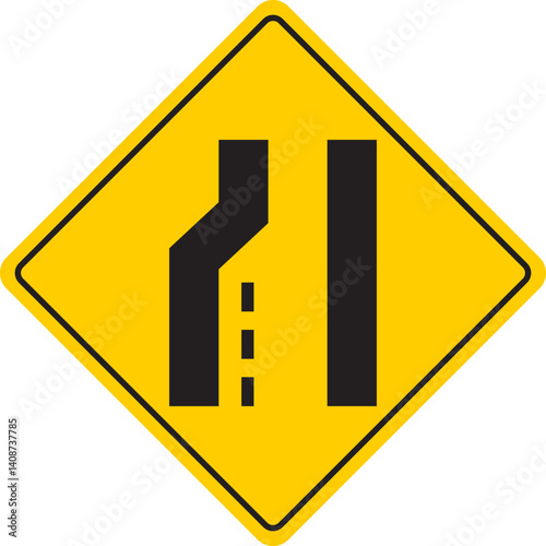 Road narrows ahead warning