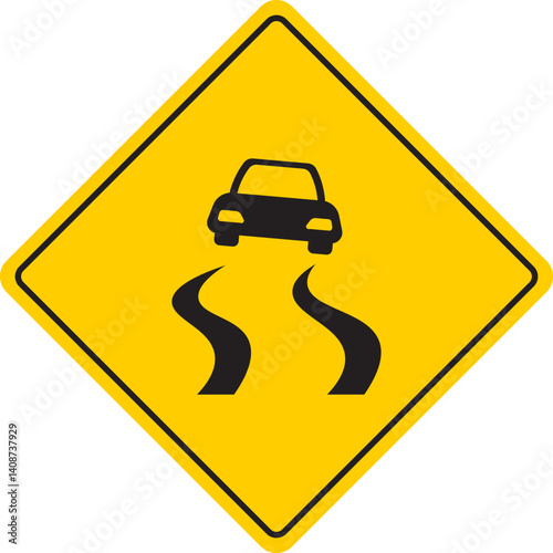 Slippery Road Warning Sign