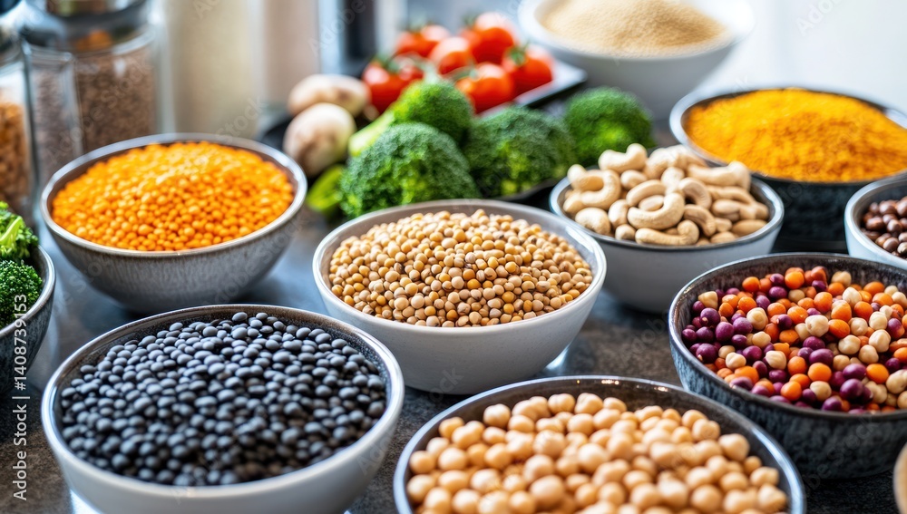 Assortment of legumes and vegetables for a healthy diet Assortment of legumes and vegetables for a healthy diet