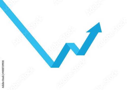 3D Blue Arrow Bouncing Pointing Up represents Improvement, Business Growth, Economic Boom, Profit Trend