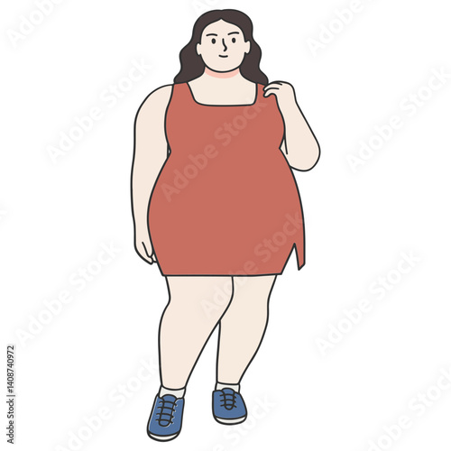 Overweight woman wearing dress