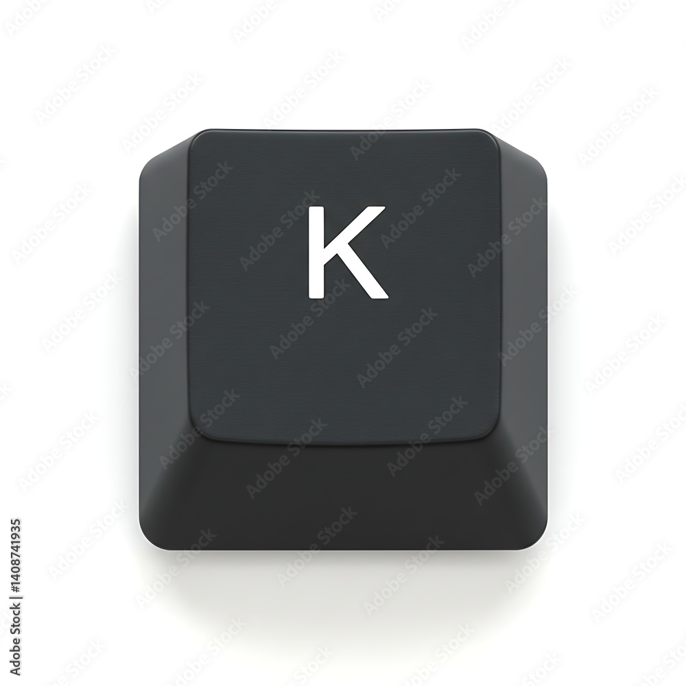 Fototapeta premium High-Resolution 3D Render of a Single Black Keyboard Key: Letter K