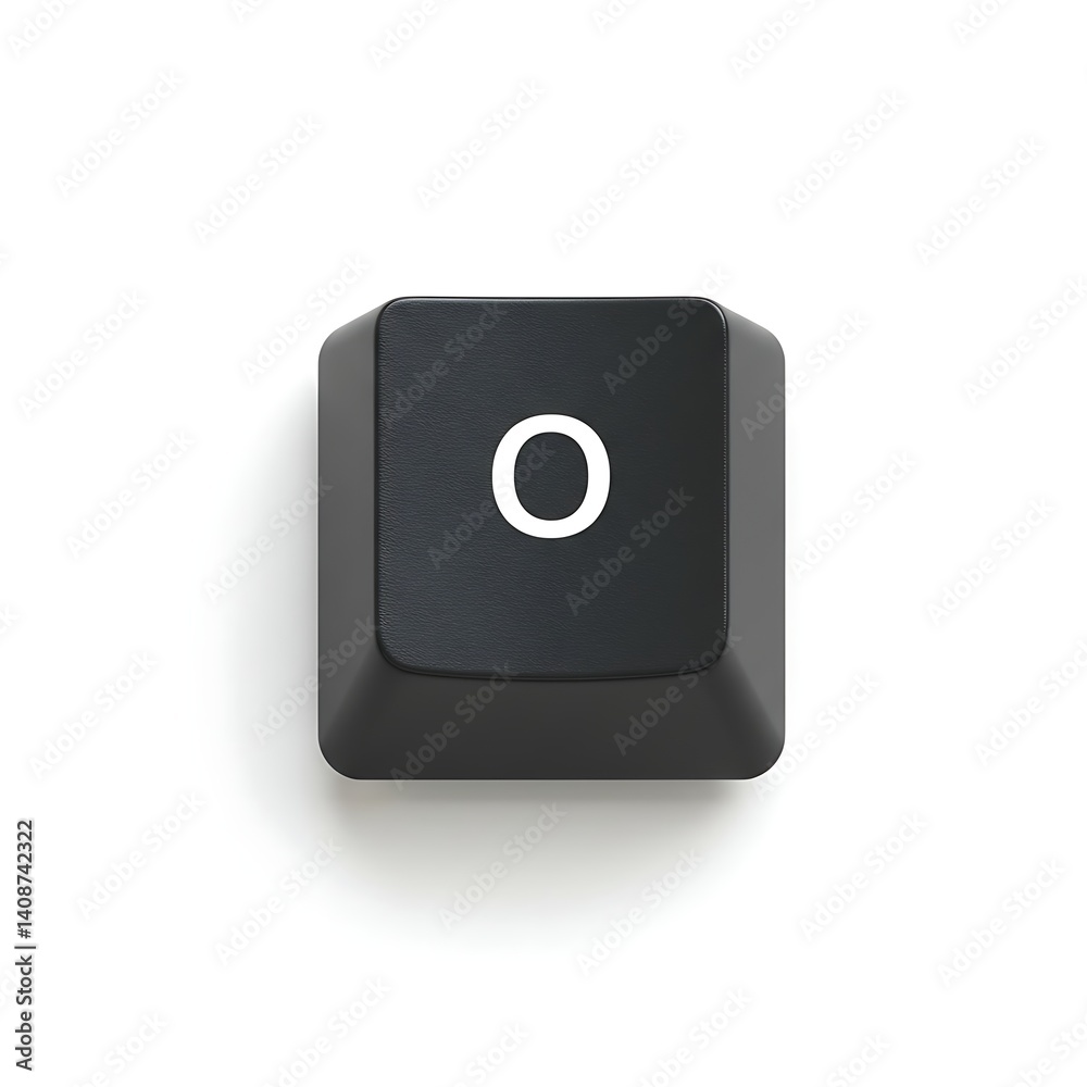 High-Resolution Image of a Single Black Keyboard Key: The Letter O High-Resolution Image of a Single Black Keyboard Key: The Letter O