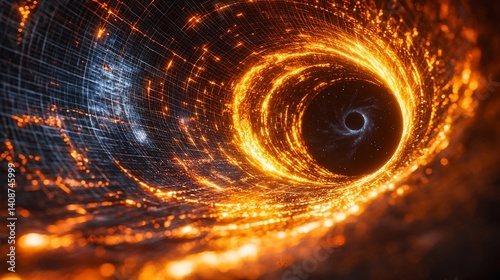 Abstract swirling tunnel of light and energy