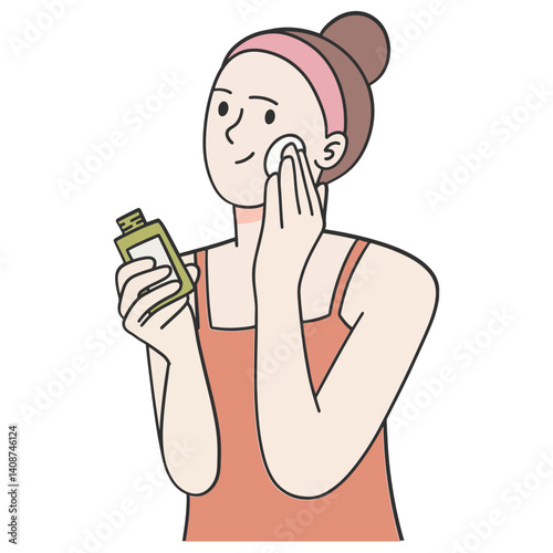 Applying face toner