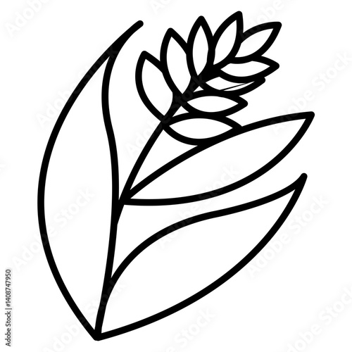 Icon of rice stalks and leaves, representing agriculture, harvest, or the staple food of Indonesia