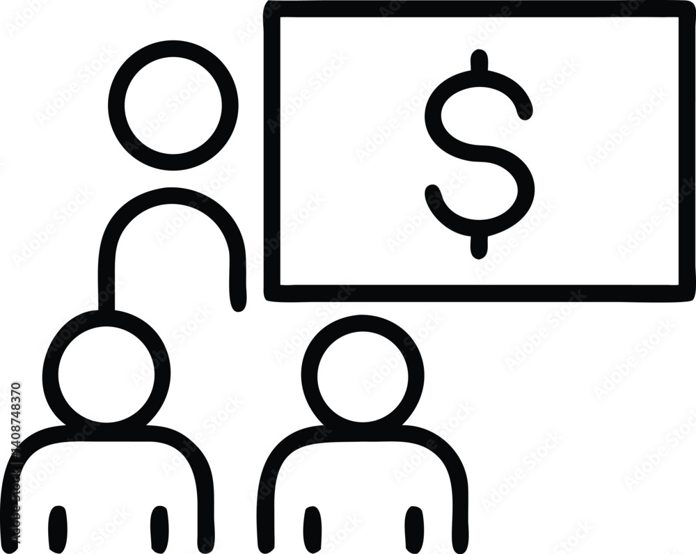 Three People with Dollar Sign Minimalist Outline Style on Transparent Three People with Dollar Sign Minimalist Outline Style on Transparent