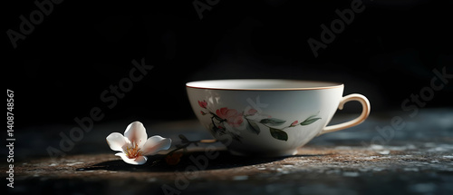 Wallpaper Mural Delicate Porcelain Cup with Blossoms Torontodigital.ca