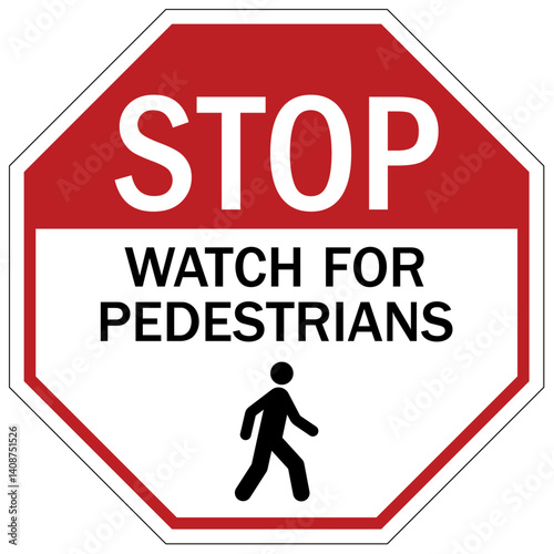 Warehouse sign stop, watch for pedestrians