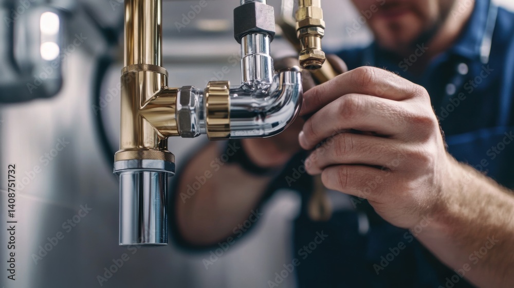 Obraz premium A construction worker inspecting plumbing installation in a bathroom. Featuring plumbing inspection and construction