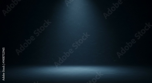 Dark Blue Spotlight on Empty Stage, Dramatic Lighting Effect