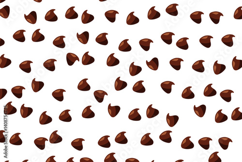 Seamless chocolate chips vector design isolated on white background.